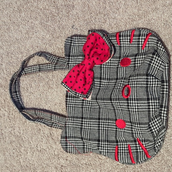 Hello Kitty Handbags - HELLO KITTY Black/red/plaid large shoulder bag unique vintage